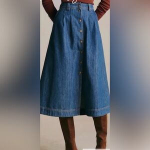 Sezane Jupe Clarin Classic Blue Midi Skirt. Size 42 eu/ 10us